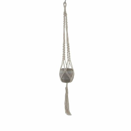 FLORA BUNDA 41' H hanging macrame with Aztec Ceramic Pot, Grey CT1091E-GY